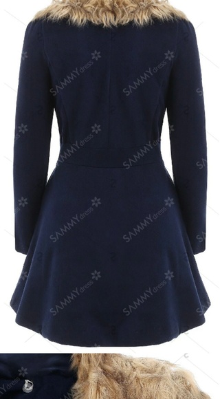 Blue Waisted Slimming Coat - Picture 3 of 5